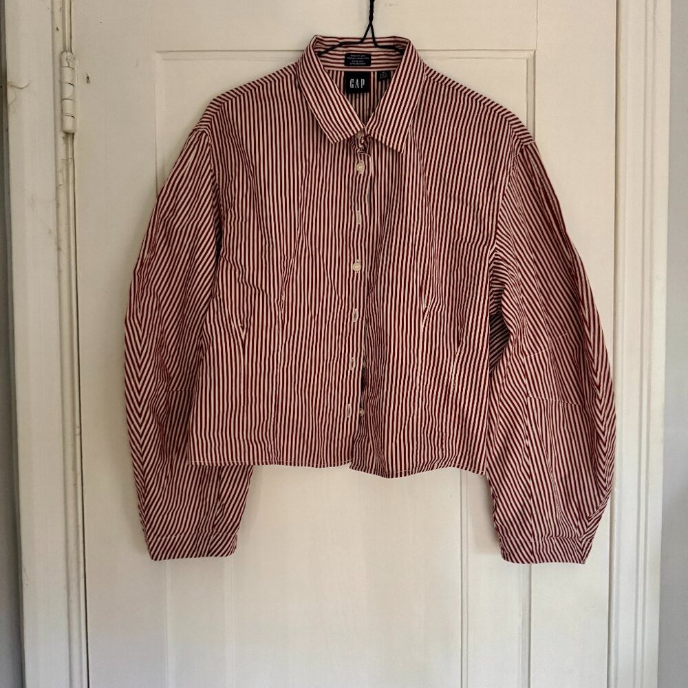 Cropped Gap Balloon Sleeve Dress Shirt